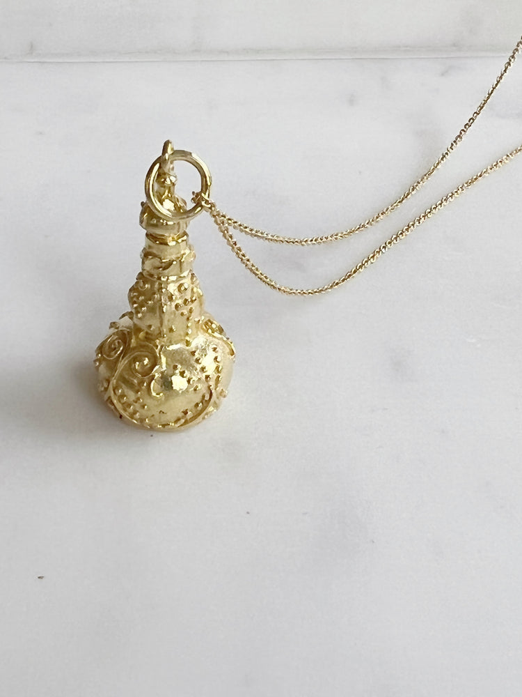tabito : brass necklace with vintage perfume flask pendant | the maker